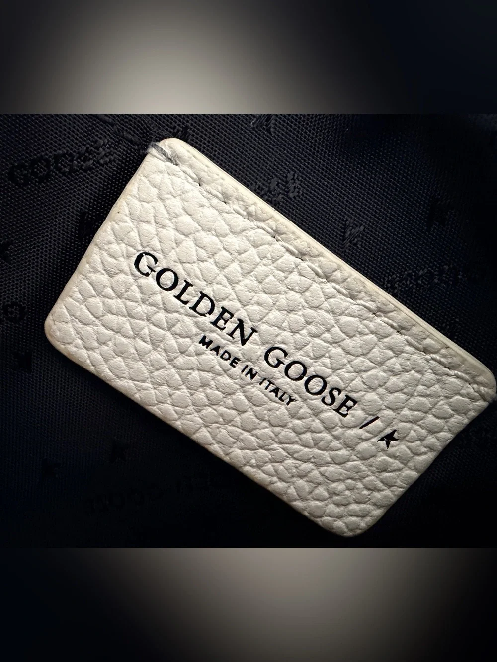 Golden Goose White Leather Crossbody with Black Star and Silver Trim
